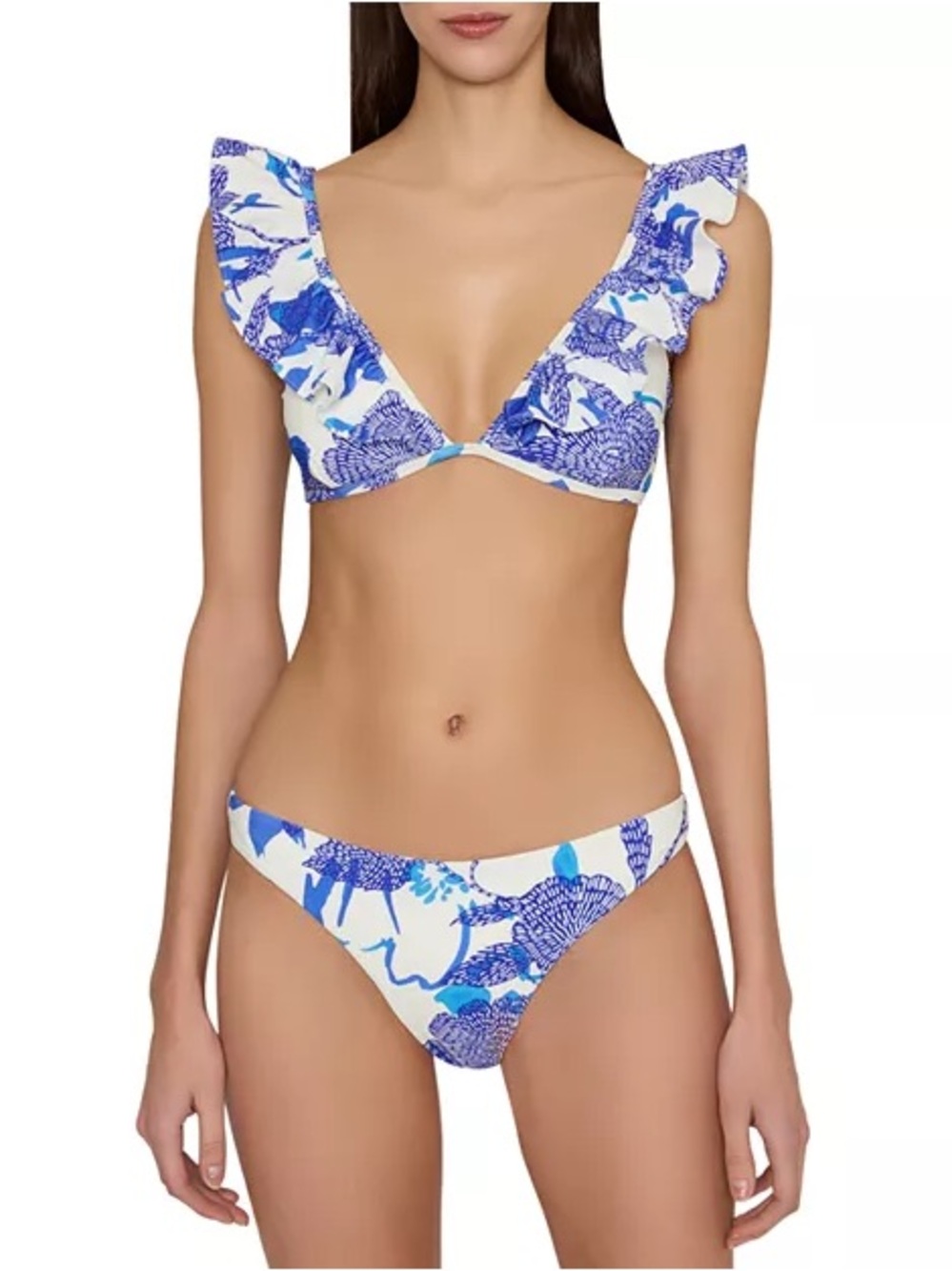NWT Milly Ruffle Bikini Set Womens Margot Floral Tie Front Swimsuit Size Small